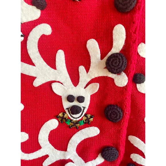 Michael Simon New York Vintage 1999 Holiday Reindeer Vest Women’s Small - Picture 2 of 5